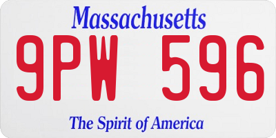 MA license plate 9PW596