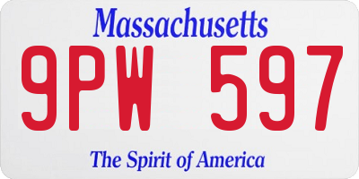 MA license plate 9PW597