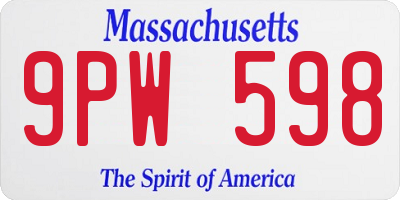 MA license plate 9PW598