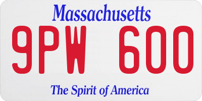 MA license plate 9PW600