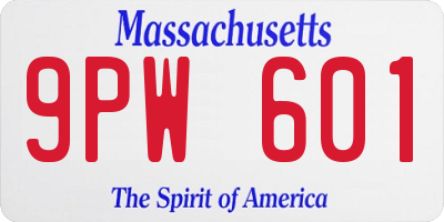 MA license plate 9PW601