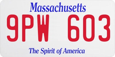 MA license plate 9PW603