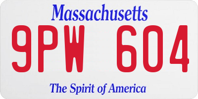 MA license plate 9PW604