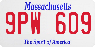 MA license plate 9PW609