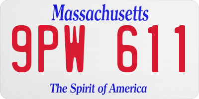 MA license plate 9PW611