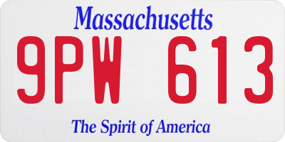 MA license plate 9PW613