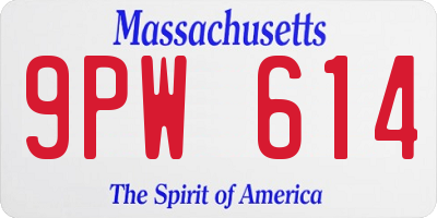 MA license plate 9PW614