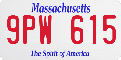 MA license plate 9PW615
