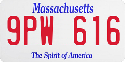 MA license plate 9PW616