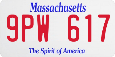 MA license plate 9PW617