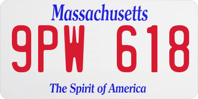 MA license plate 9PW618