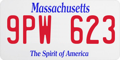 MA license plate 9PW623