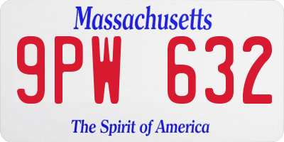 MA license plate 9PW632