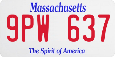 MA license plate 9PW637