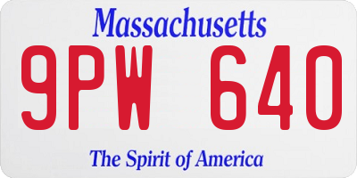 MA license plate 9PW640