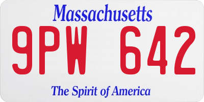 MA license plate 9PW642
