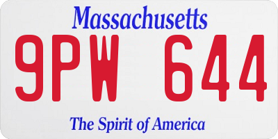 MA license plate 9PW644