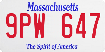 MA license plate 9PW647