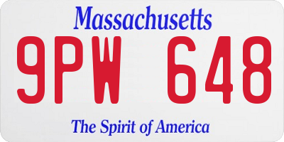 MA license plate 9PW648