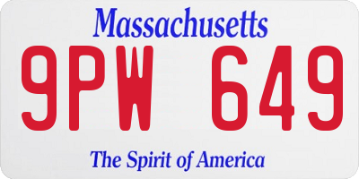 MA license plate 9PW649