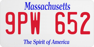 MA license plate 9PW652