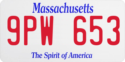 MA license plate 9PW653