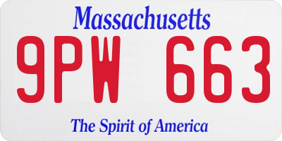 MA license plate 9PW663
