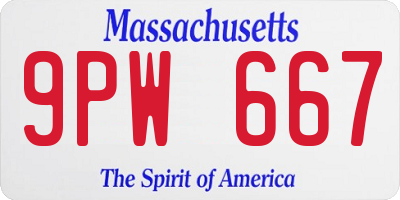 MA license plate 9PW667