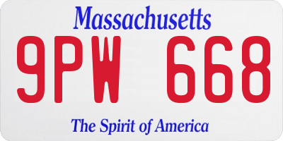 MA license plate 9PW668