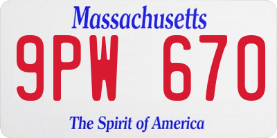 MA license plate 9PW670