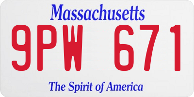 MA license plate 9PW671