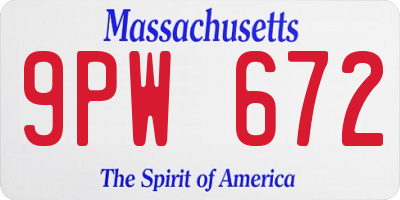 MA license plate 9PW672