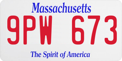 MA license plate 9PW673
