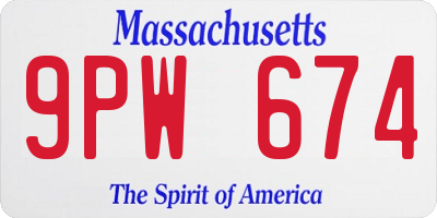 MA license plate 9PW674