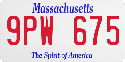 MA license plate 9PW675
