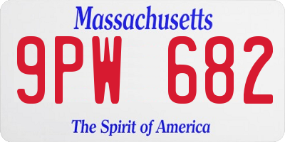 MA license plate 9PW682