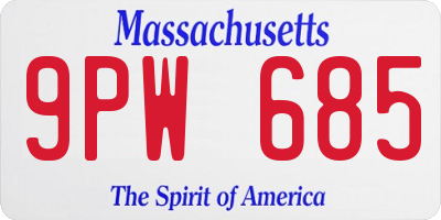 MA license plate 9PW685