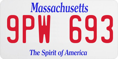 MA license plate 9PW693