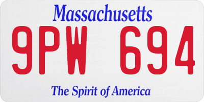 MA license plate 9PW694