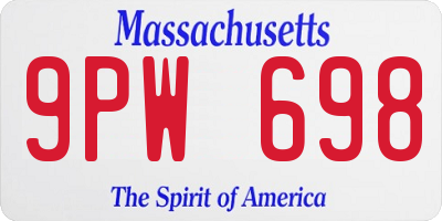 MA license plate 9PW698