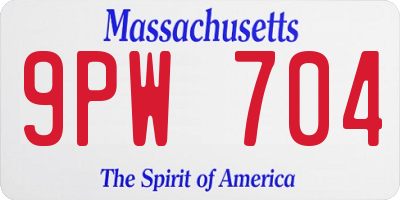 MA license plate 9PW704