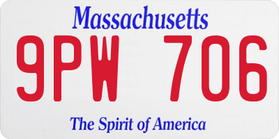 MA license plate 9PW706