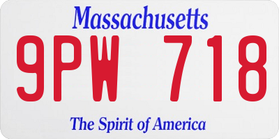 MA license plate 9PW718