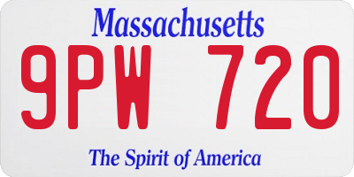 MA license plate 9PW720