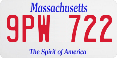 MA license plate 9PW722