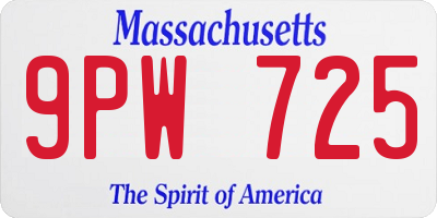 MA license plate 9PW725