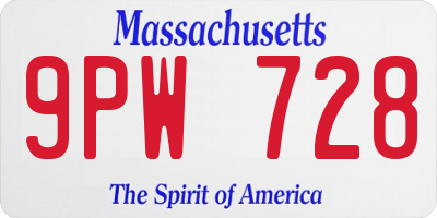 MA license plate 9PW728