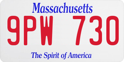 MA license plate 9PW730