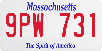 MA license plate 9PW731