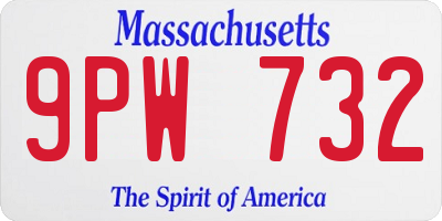 MA license plate 9PW732